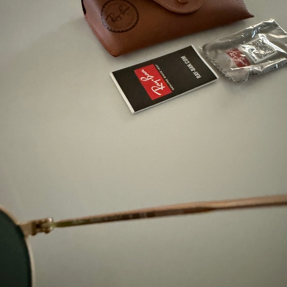 Ray-Ban Gold Frame Sunglasses with Blue Lenses - Picture 5 of 11